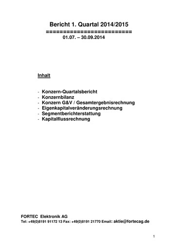 Miniature FORTEC Elektronik AG Rapport trimestriel 2014-q1