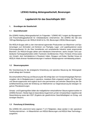 Thumbnail LEWAG Holding Financial Statement 2021