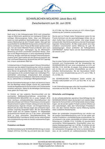 Thumbnail Schwälbchen Molkerei Half-year Report 2018-h1