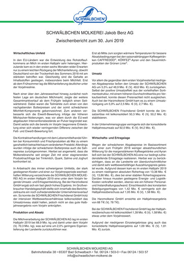 Thumbnail Schwälbchen Molkerei Half-year Report 2019-h1
