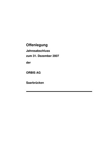 Thumbnail ORBIS AG Financial Report 2007