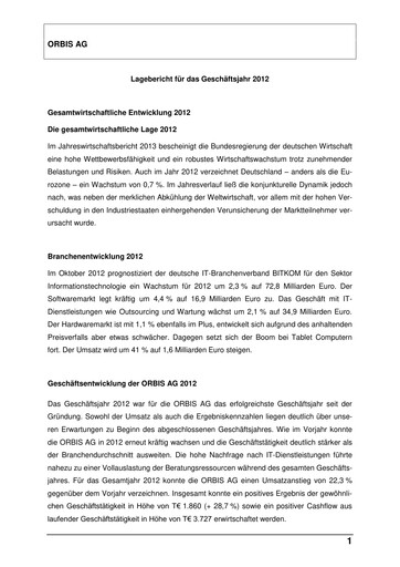 Thumbnail ORBIS AG Financial Report 2012