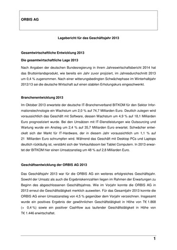 Thumbnail ORBIS AG Financial Report 2013