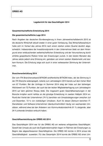 Thumbnail ORBIS AG Financial Report 2014