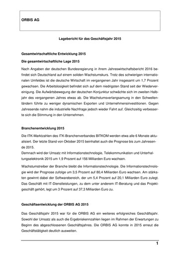 Thumbnail ORBIS AG Financial Report 2015