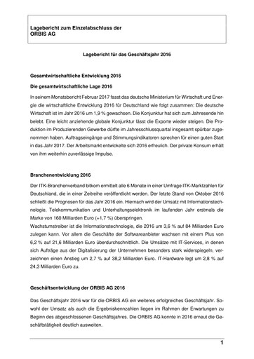 Thumbnail ORBIS AG Financial Report 2016