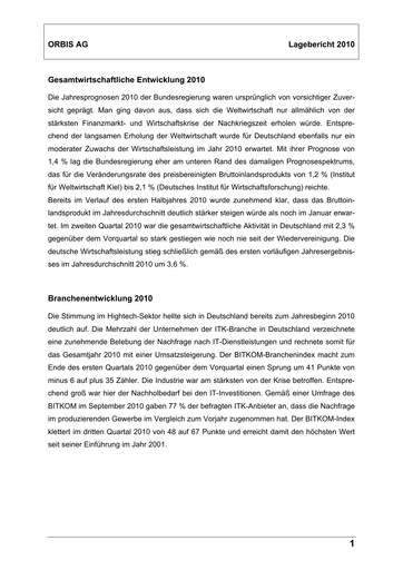 Thumbnail ORBIS AG Financial Statement 2010