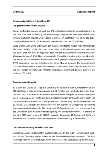 Thumbnail ORBIS AG Financial Statement 2011