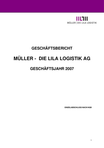 Thumbnail Müller - Die lila Logistik Financial Statement 2007