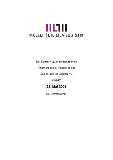 Vorschaubild Müller - Die lila Logistik Quartalsbericht 2008-q1