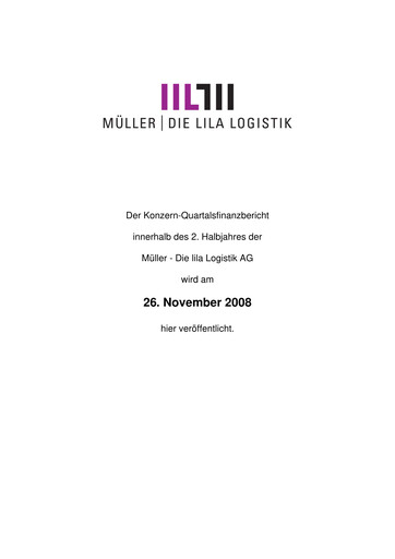Vorschaubild Müller - Die lila Logistik Quartalsbericht 2008-q3
