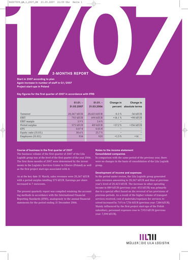 Vorschaubild Müller - Die lila Logistik Quartalsbericht 2007-q1