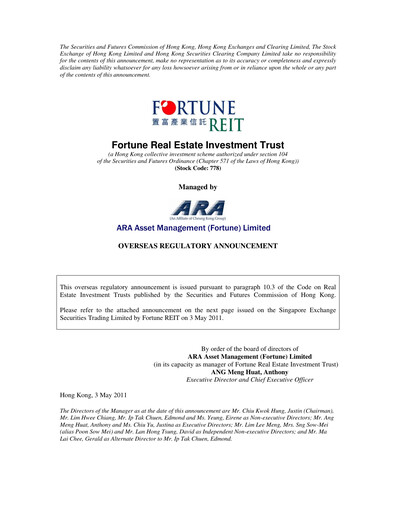Thumbnail Fortune REIT
 Quarterly Report 2011-q1