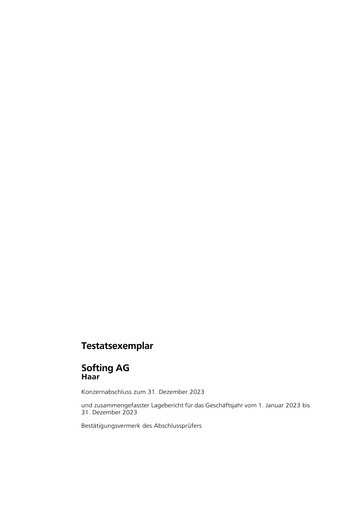 Thumbnail Softing AG Financial Report 2023