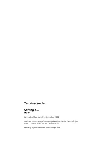 Thumbnail Softing AG Financial Statement 2022