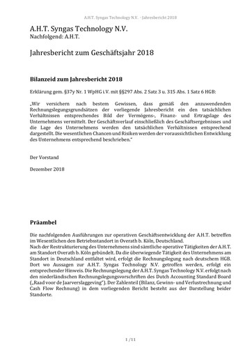 Thumbnail AHT Syngas Technology Annual Report 2018