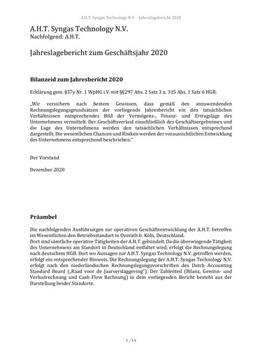 Thumbnail AHT Syngas Technology Annual Report 2020