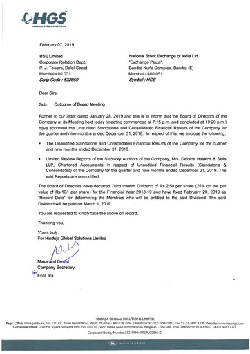 Thumbnail Hinduja Global Solutions Quarterly Report 2018-q3