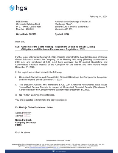 Thumbnail Hinduja Global Solutions Quarterly Report 2023-q3