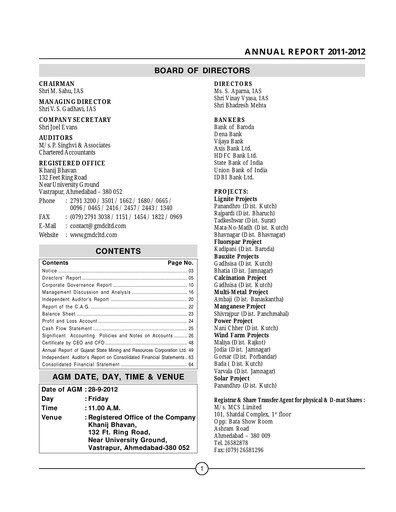 Thumbnail Gujarat Mineral Development Annual Report 2011-2012