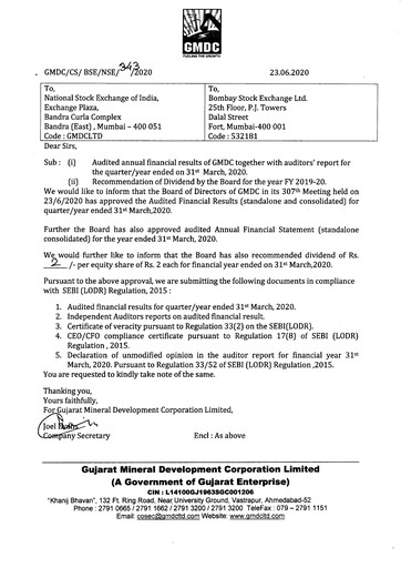 Thumbnail Gujarat Mineral Development Financial Report 2020