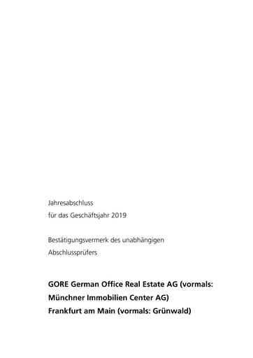 Vorschaubild GORE German Office Real Estate Finanzmitteilung 2019