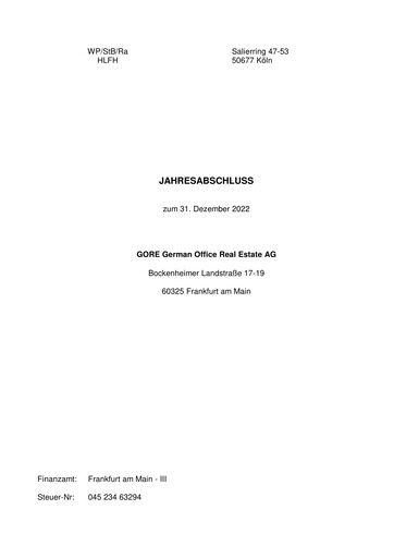 Vorschaubild GORE German Office Real Estate Finanzmitteilung 2022