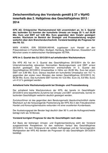 Thumbnail KPS AG Quarterly Report 2013-2014-q3