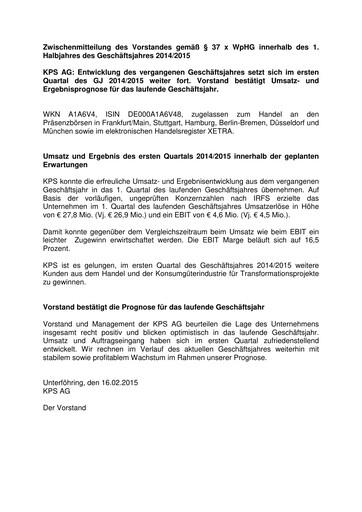 Thumbnail KPS AG Quarterly Report 2014-2015-q1