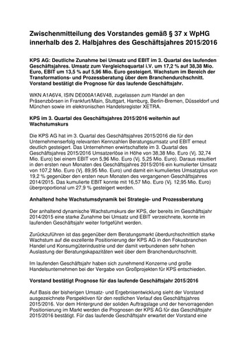 Thumbnail KPS AG Quarterly Report 2015-2016-q3