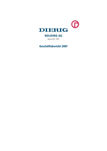 Miniature Dierig Holding AG Rapport annuel 2007