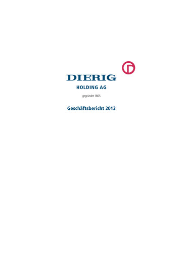 Miniature Dierig Holding AG Rapport annuel 2013