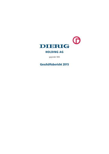 Miniature Dierig Holding AG Rapport annuel 2015