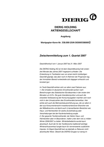 Thumbnail Dierig Holding AG Quarterly Report 2007-q1