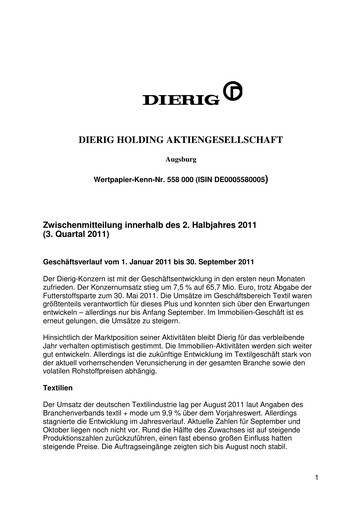 Thumbnail Dierig Holding AG Quarterly Report 2011-q3