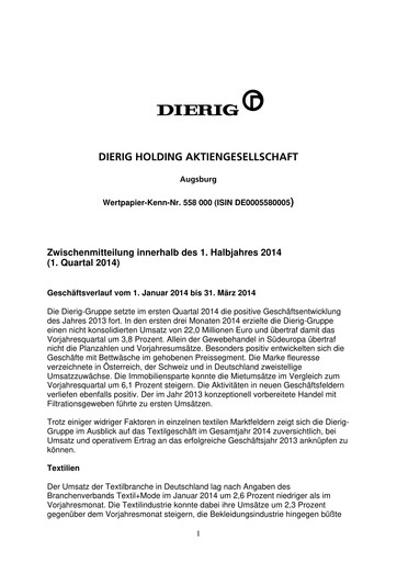 Thumbnail Dierig Holding AG Quarterly Report 2014-q1