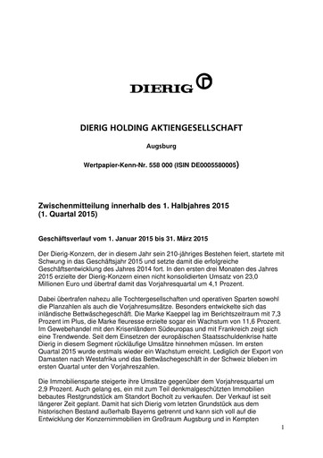 Thumbnail Dierig Holding AG Quarterly Report 2015-q1