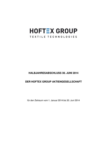 Thumbnail Hoftex Group AG Half-year Report 2014-h1