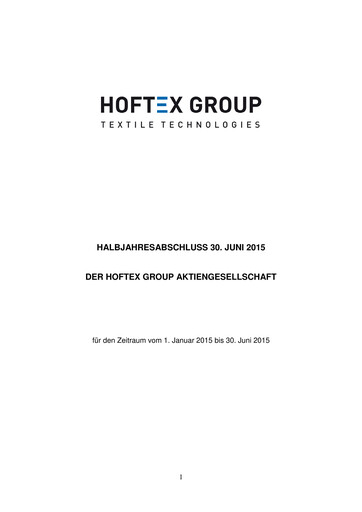 Thumbnail Hoftex Group AG Half-year Report 2015-h1