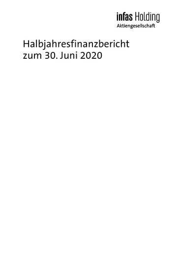 Miniature Infas Holding AG Rapport semestriel 2020-h1