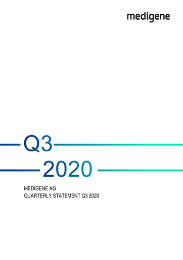 Thumbnail Medigene AG Quarterly Report 2020-q3