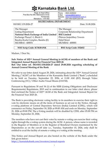 Thumbnail Karnataka Bank
 Annual Report 2025-2026