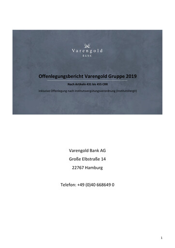 Thumbnail Varengold Bank AG Financial Report 2019