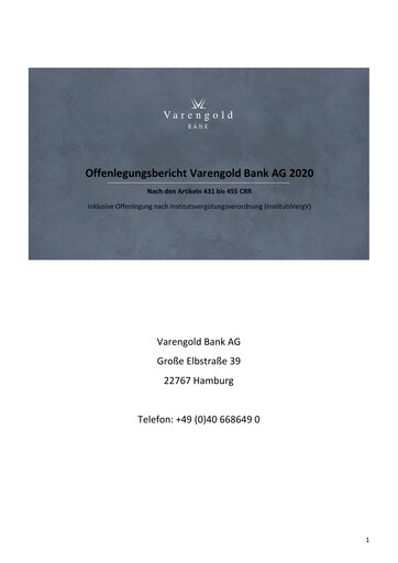 Thumbnail Varengold Bank AG Financial Report 2020