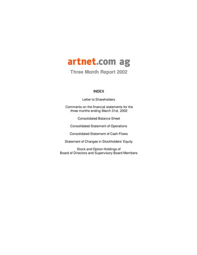 Miniature Artnet AG Rapport trimestriel 2002-q1