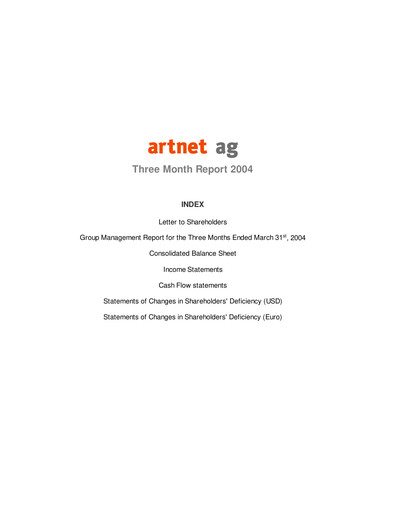 Miniature Artnet AG Rapport trimestriel 2004-q1