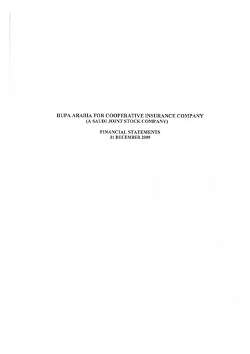 Thumbnail Bupa Arabia for Cooperative Insurance Company Financial Statement 2009