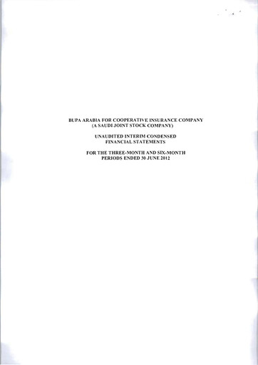 Thumbnail Bupa Arabia for Cooperative Insurance Company Financial Statement 2012-h1