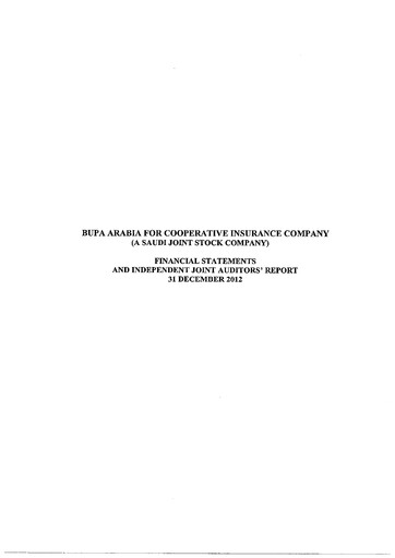 Thumbnail Bupa Arabia for Cooperative Insurance Company Financial Statement 2012