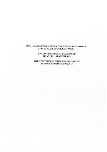 Thumbnail Bupa Arabia for Cooperative Insurance Company Financial Statement 2013-h1